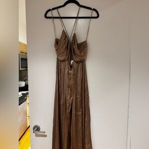 Zara Taupe Pleated Dress